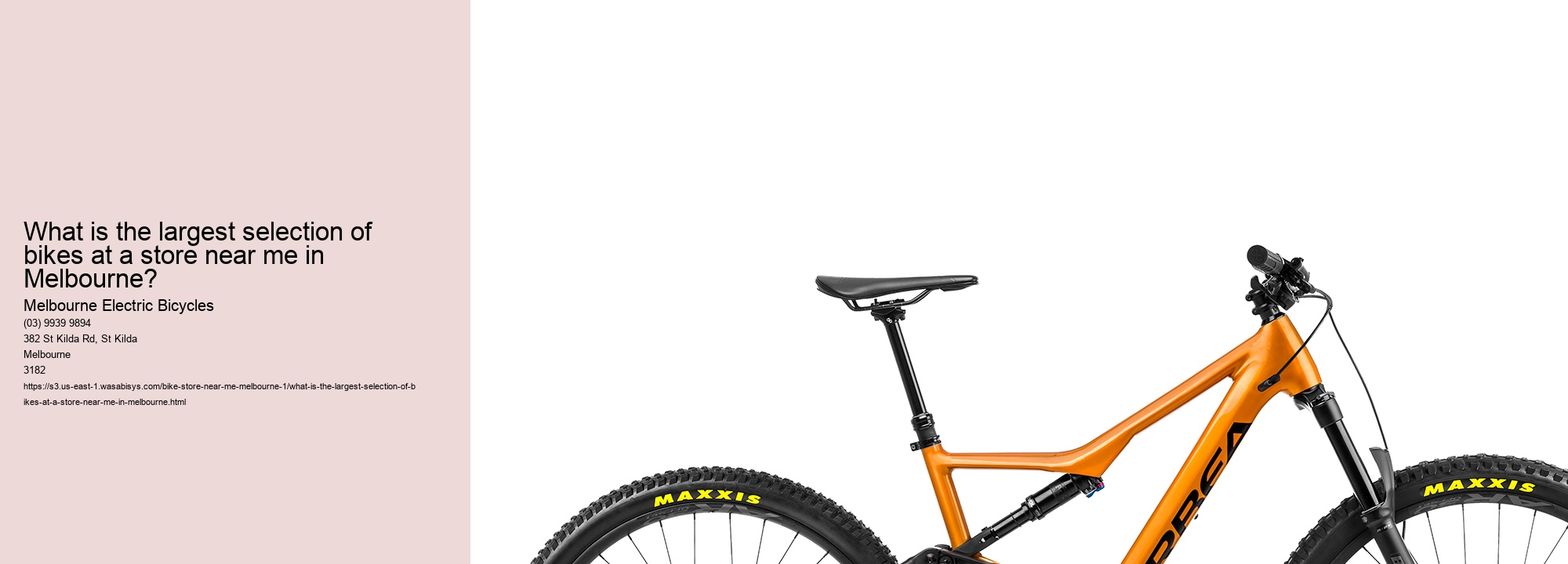 What is the largest selection of bikes at a store near me in Melbourne?