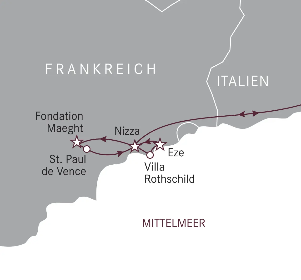 Route map Côte d'Azur