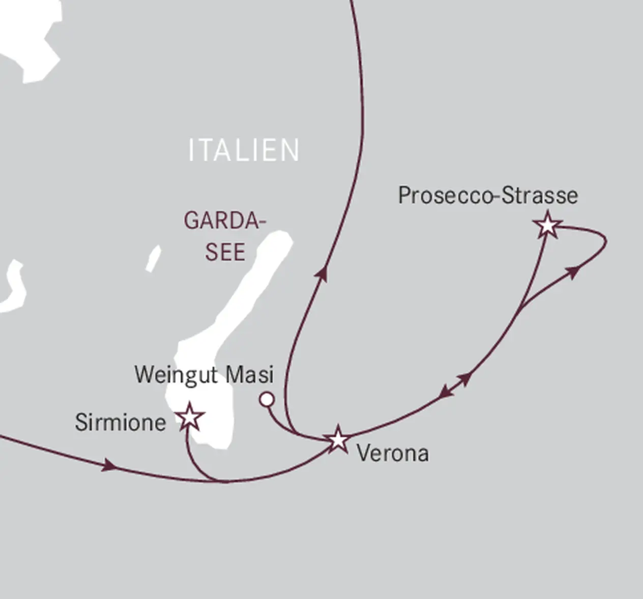 Route map Veneto & Prosecco