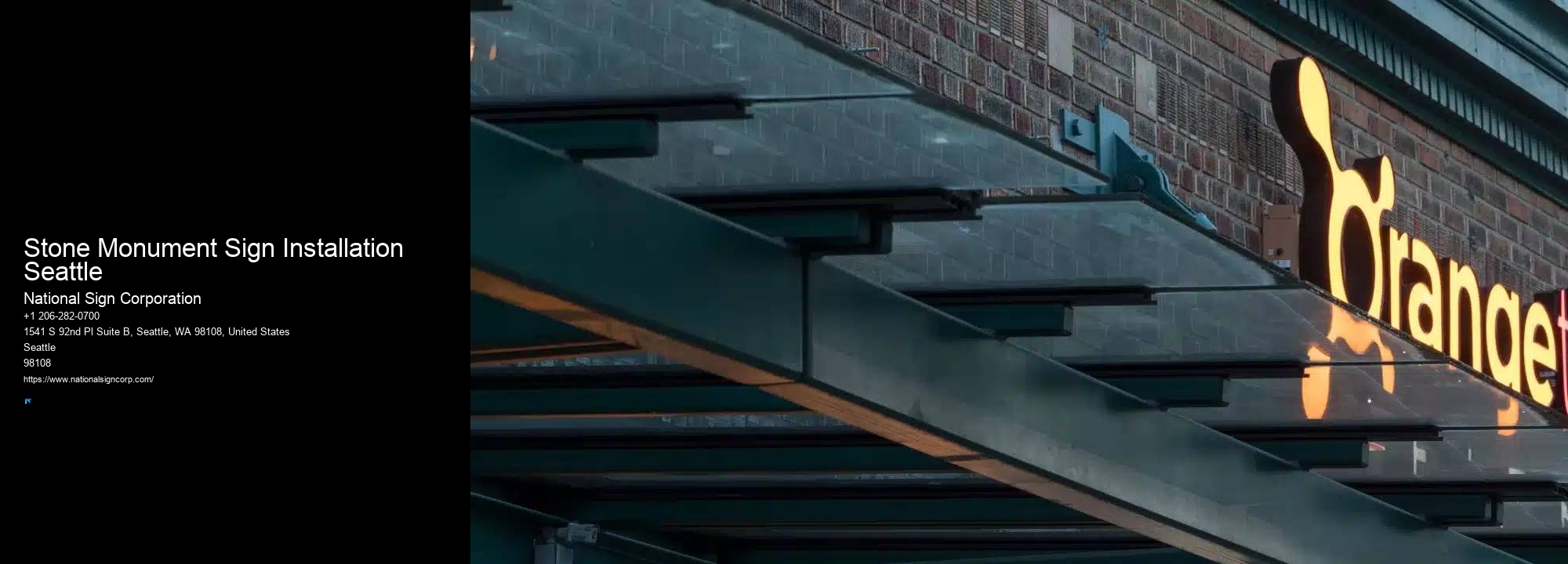 Bespoke Sign Installation Stone Monument Sign Installation Seattle