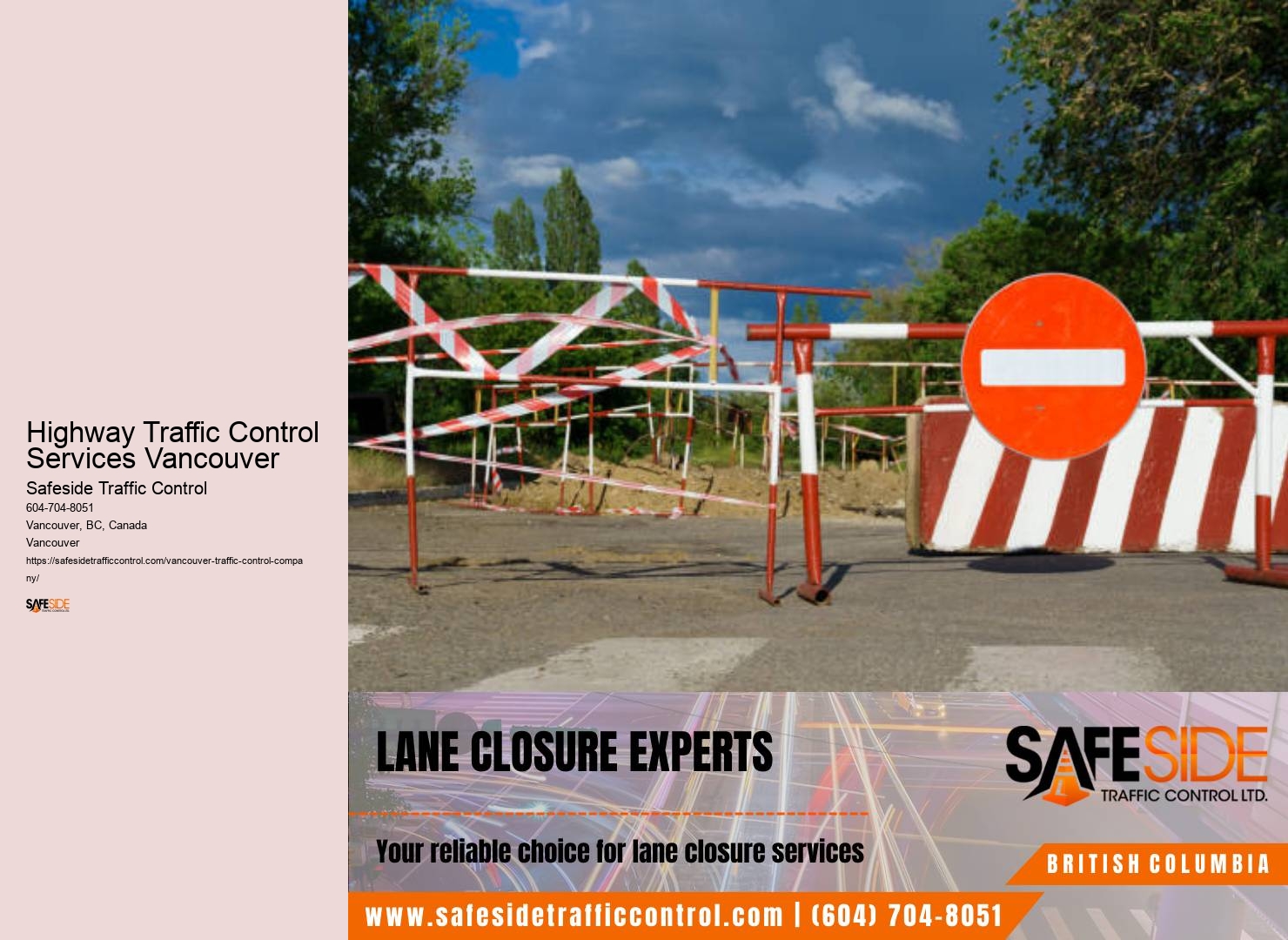 Experienced Traffic Control Highway Traffic Control Services Vancouver
