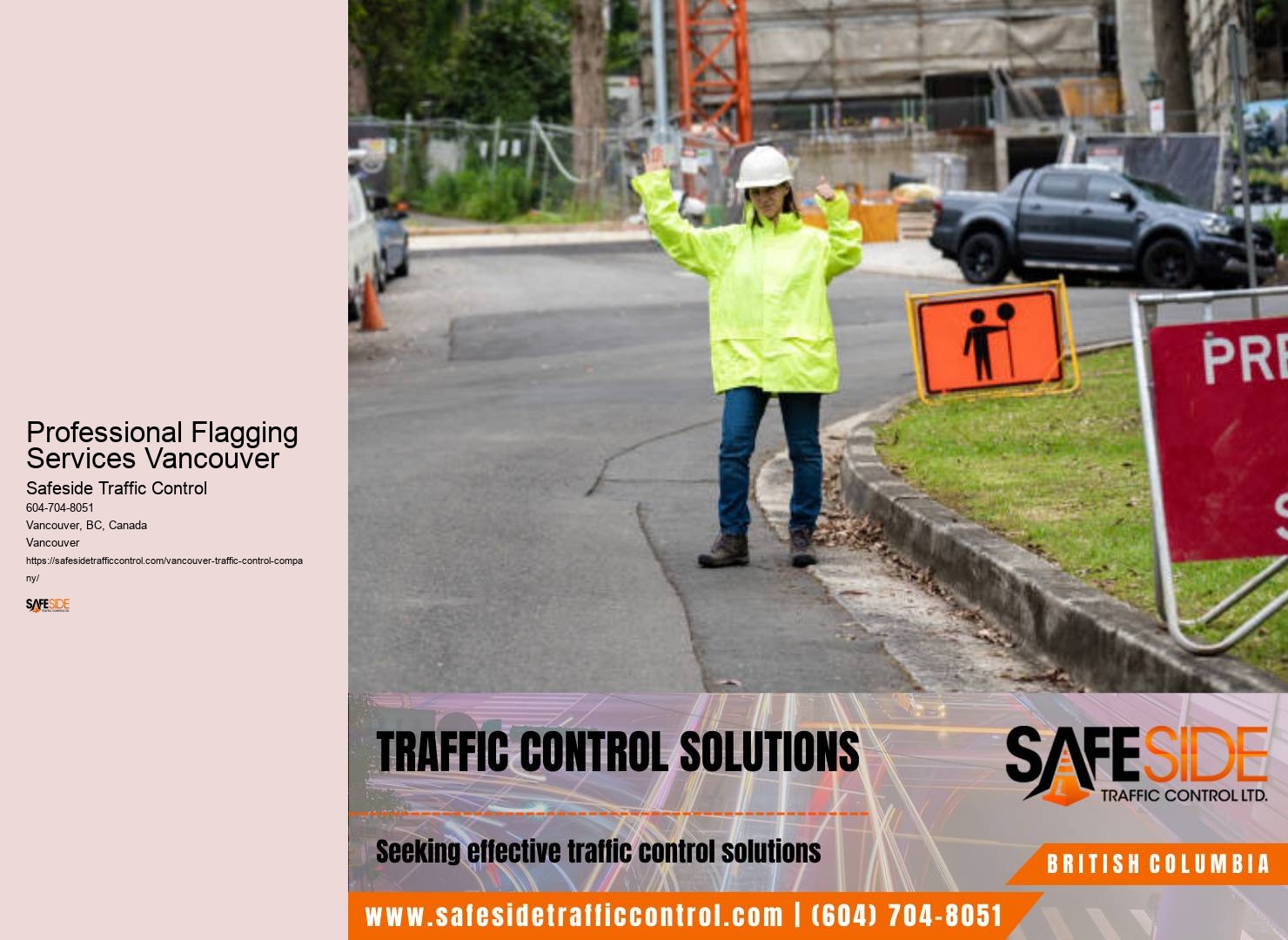 Eye-catching traffic signage Professional Flagging Services Vancouver