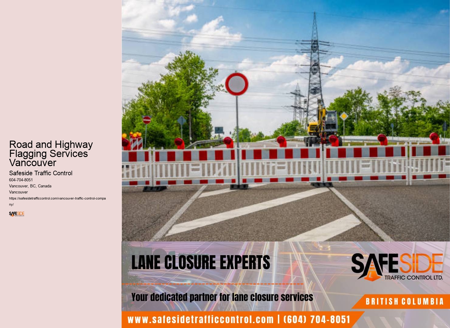 Skilled implementation of lane closures in Road and Highway Flagging Services Vancouver