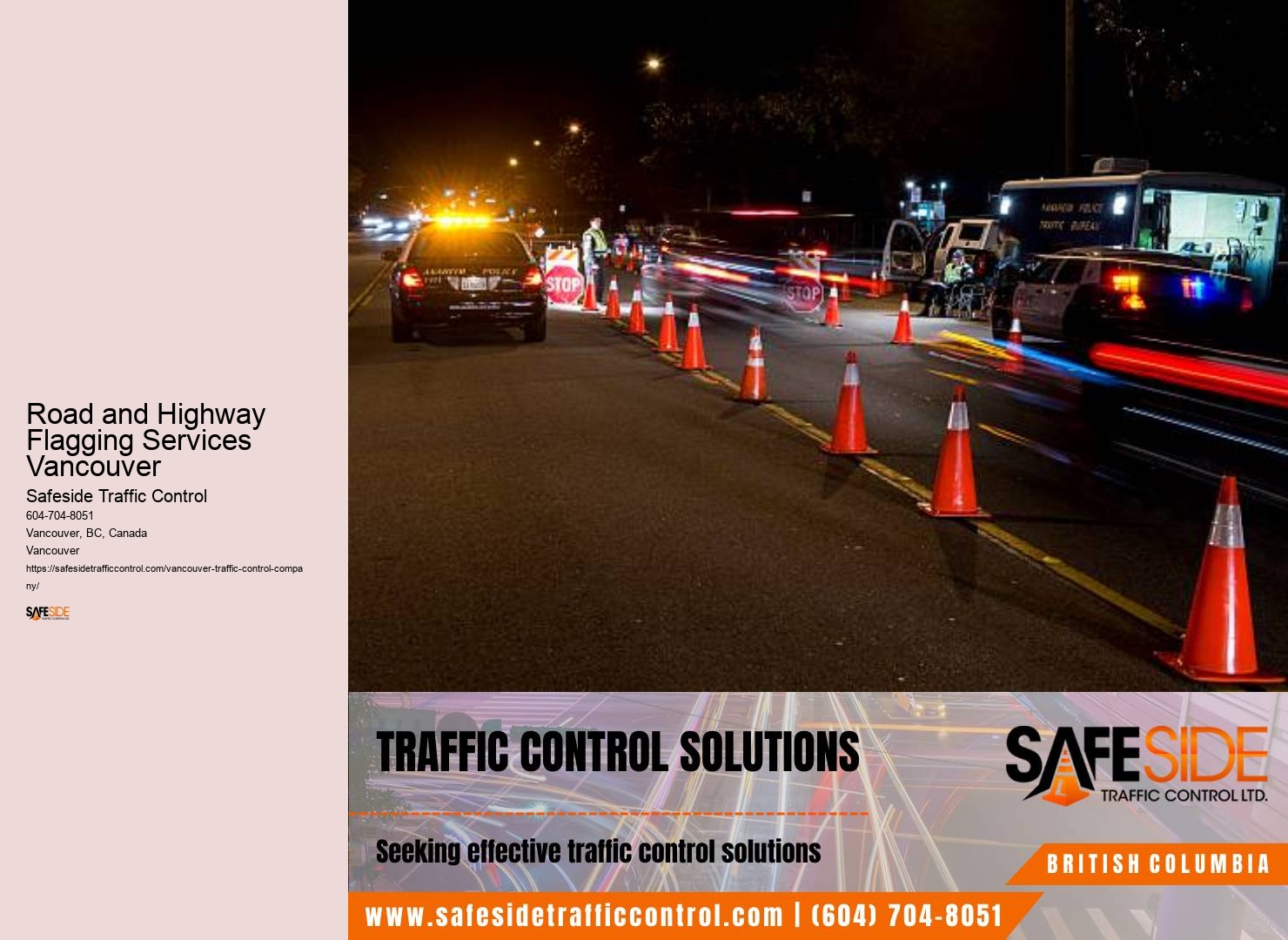 Roadwork traffic control products Road and Highway Flagging Services Vancouver