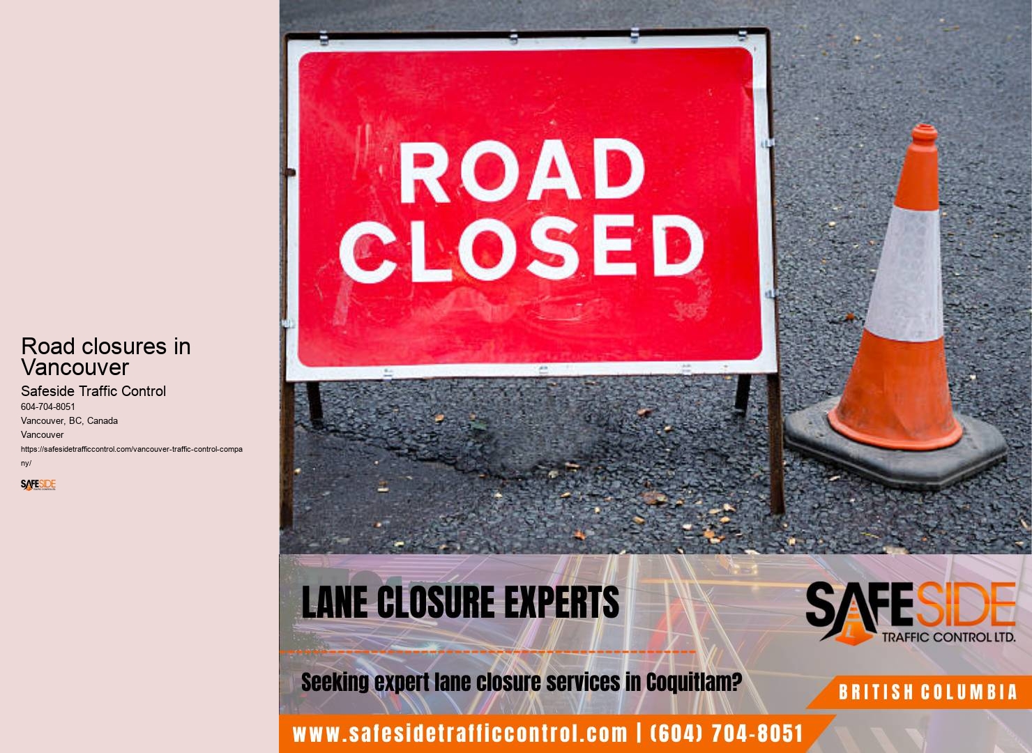 Proactive traffic management Road closures in Vancouver