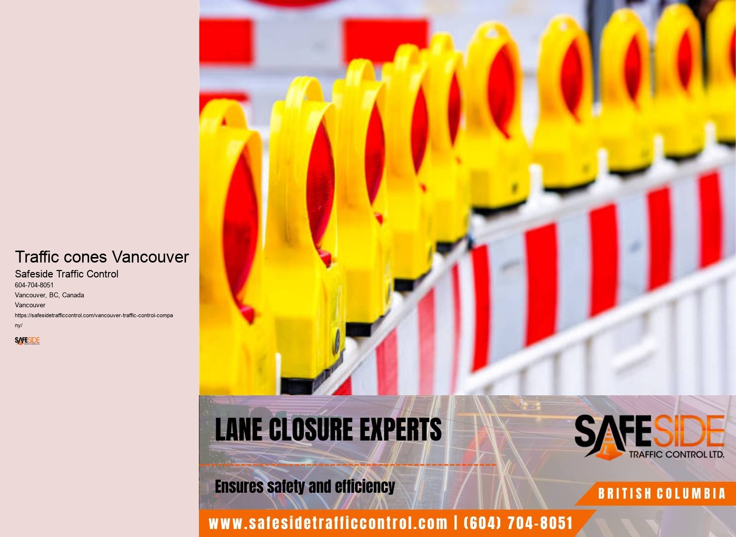 Compliance with traffic control regulations in Traffic cones Vancouver