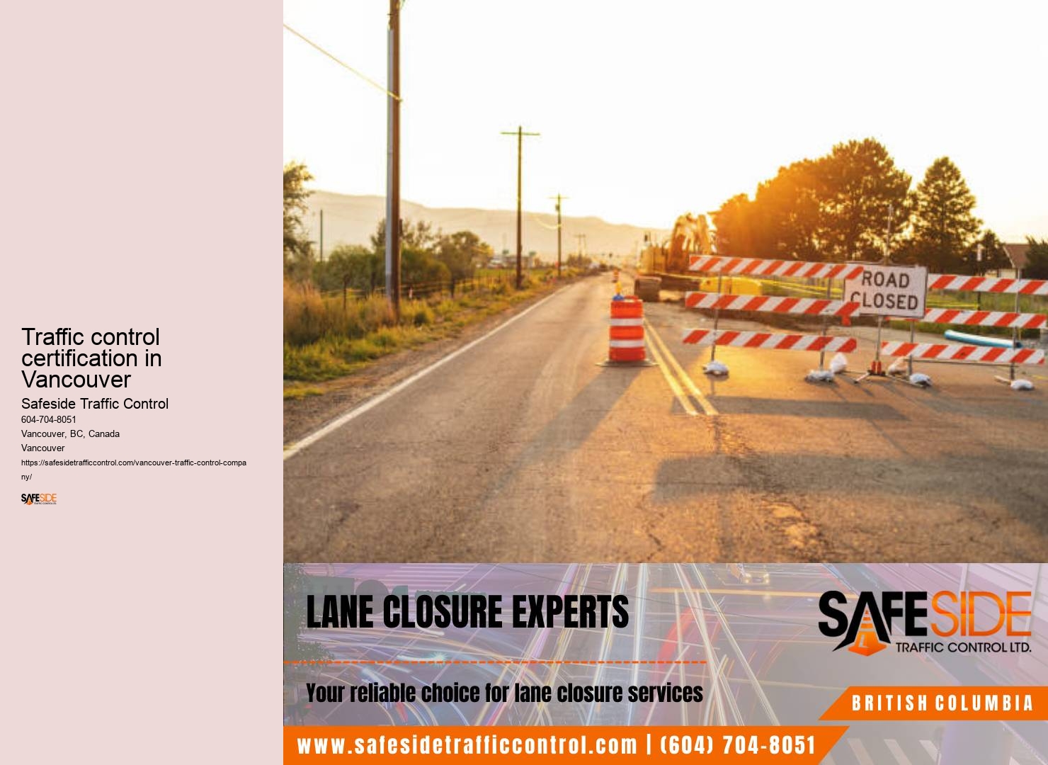 Traffic control certification in Vancouver traffic management consultation services