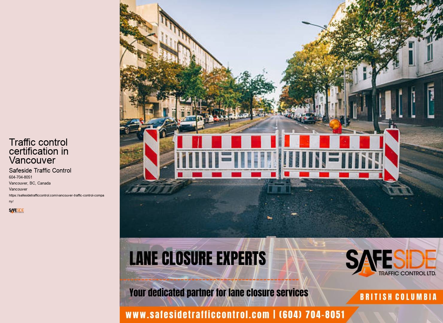 Traffic control certification in Vancouver roadwork traffic control plans
