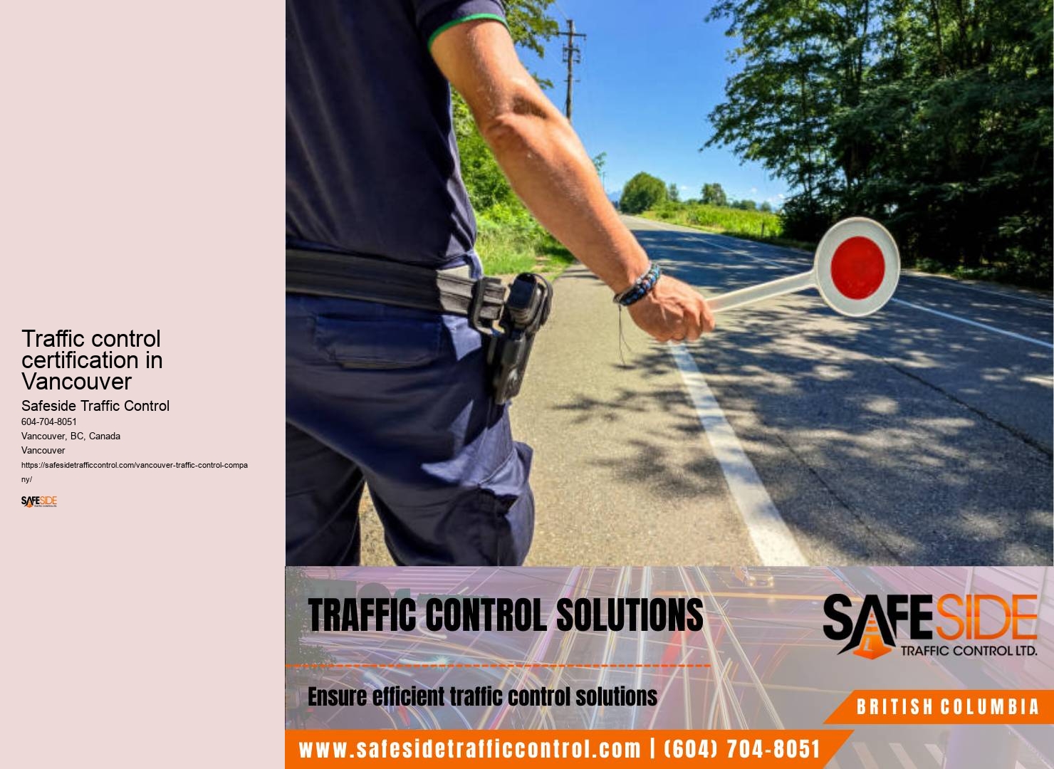 Traffic control certification in Vancouver construction site traffic control plans