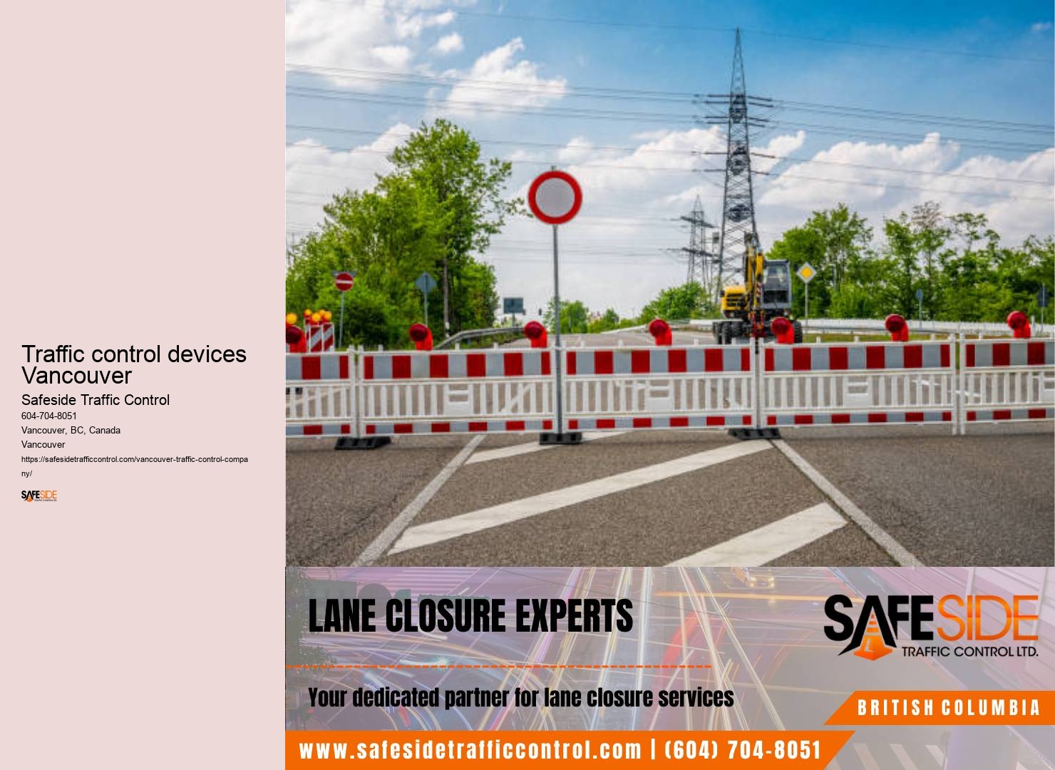 Traffic control devices Vancouver traffic management software provider