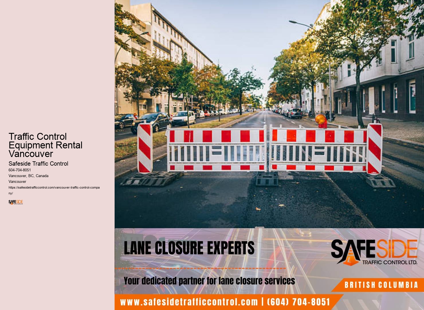 Construction traffic management Traffic Control Equipment Rental Vancouver