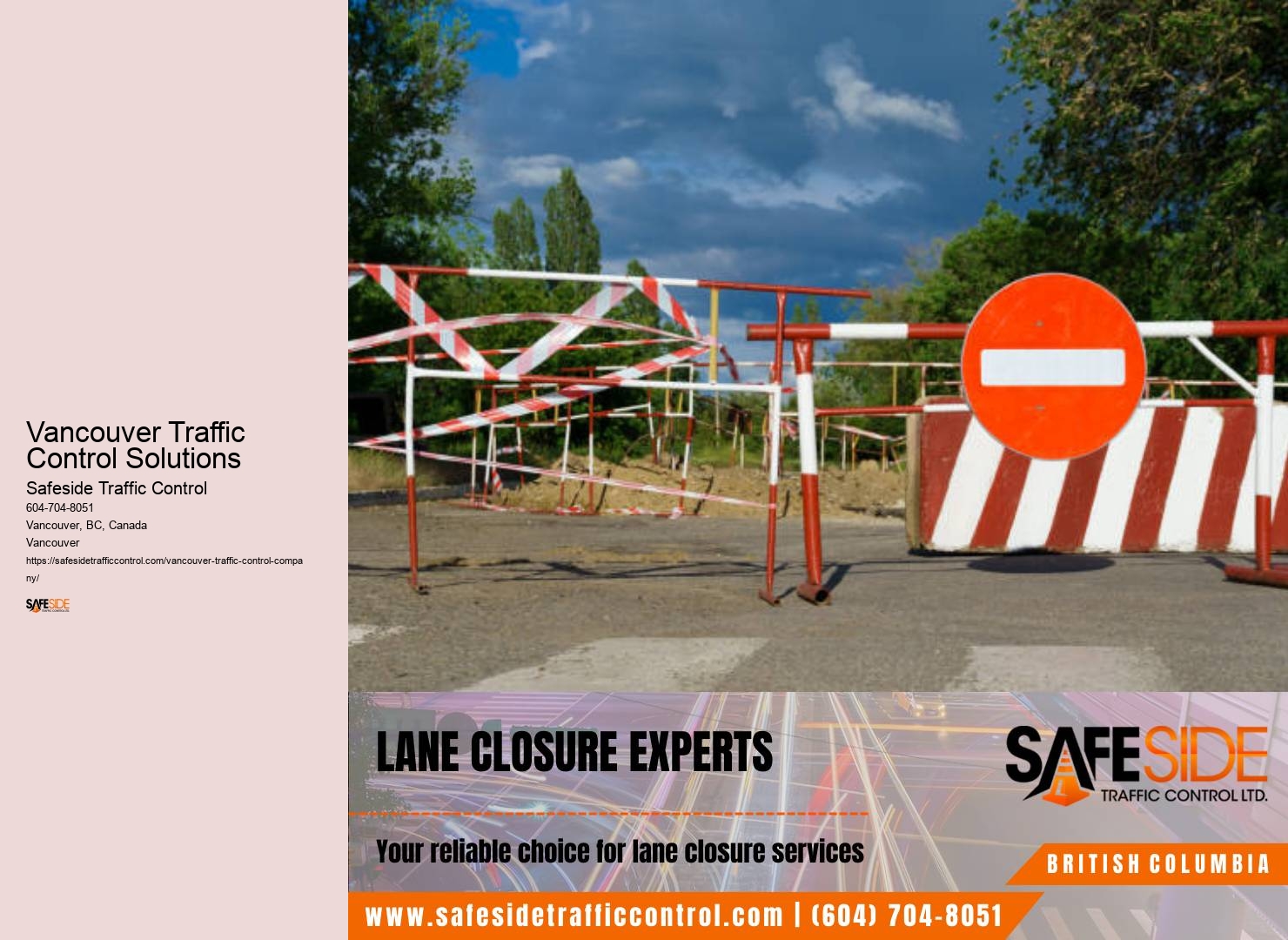 Eye-catching traffic signage design and installation services in Vancouver Traffic Control Solutions