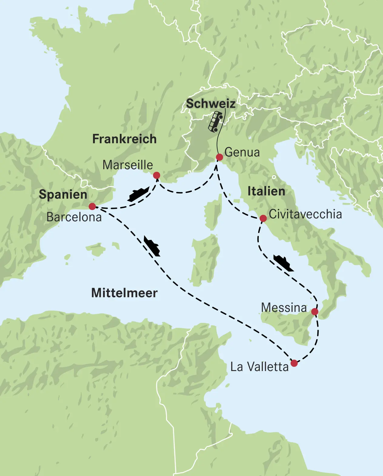 Mappa crociera Mediterraneo
