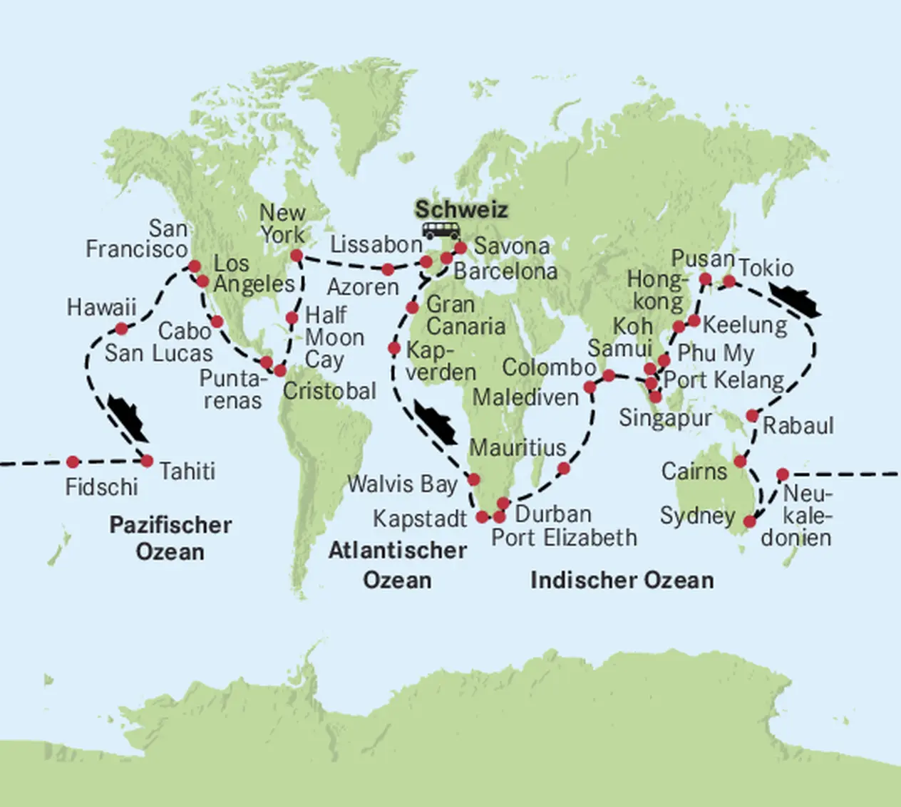Carte du tour du monde 2026/2027