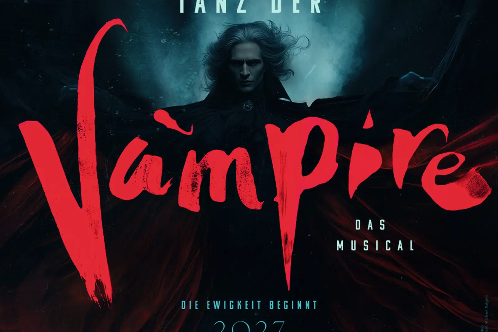 Poster for the musical "Tanz der Vampire" with red lettering on a dark background.