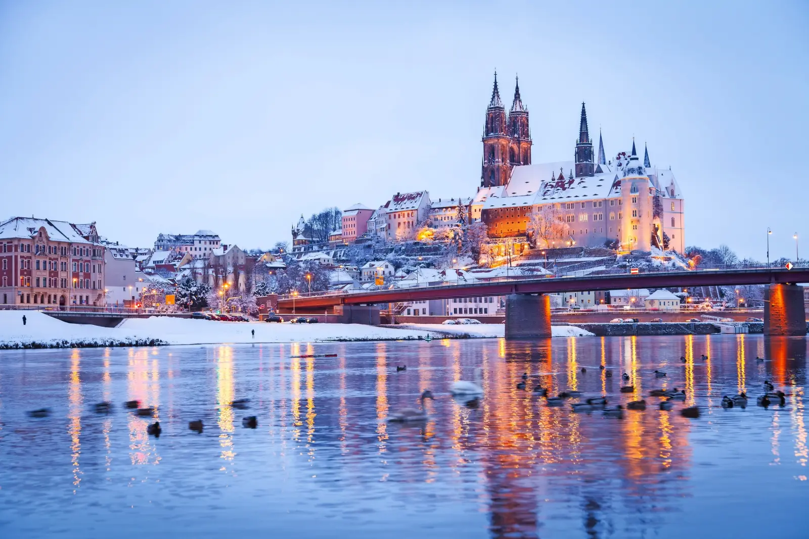 Meissen an der Elbe im Winter