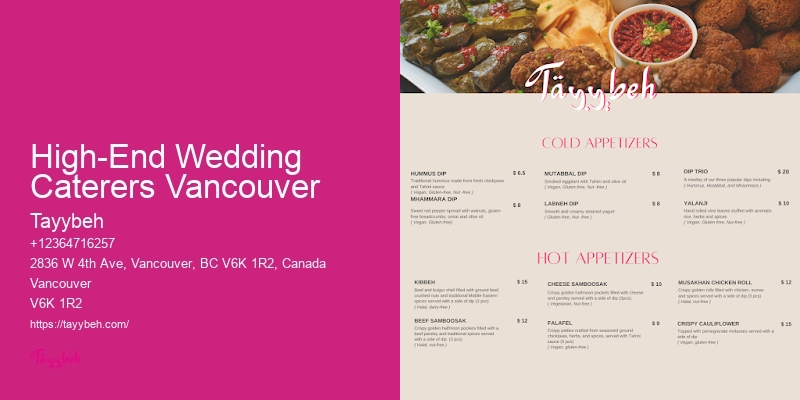 Affordable Business Catering High-End Wedding Caterers Vancouver