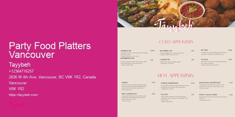Wedding Catering Packages Party Food Platters Vancouver