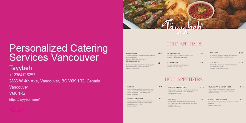 Affordable Fine Dining Catering Personalized Catering Services Vancouver