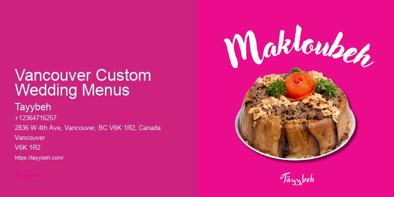 Vancouver Custom Wedding Menus Affordable Professional Food Services