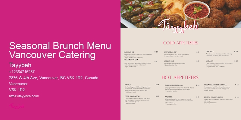Wedding Catering Services Seasonal Brunch Menu Vancouver Catering