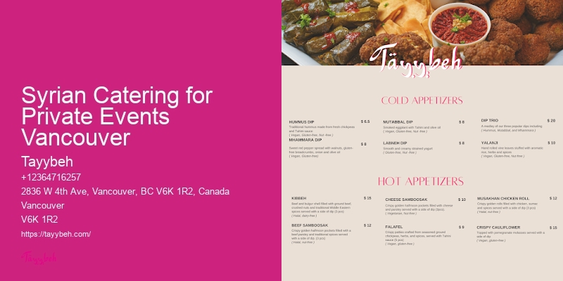 Syrian Catering for Private Events Vancouver BBQ Catering Services