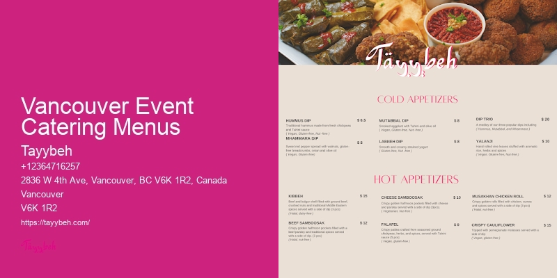 Halal Catering for Special Occasions Vancouver Event Catering Menus