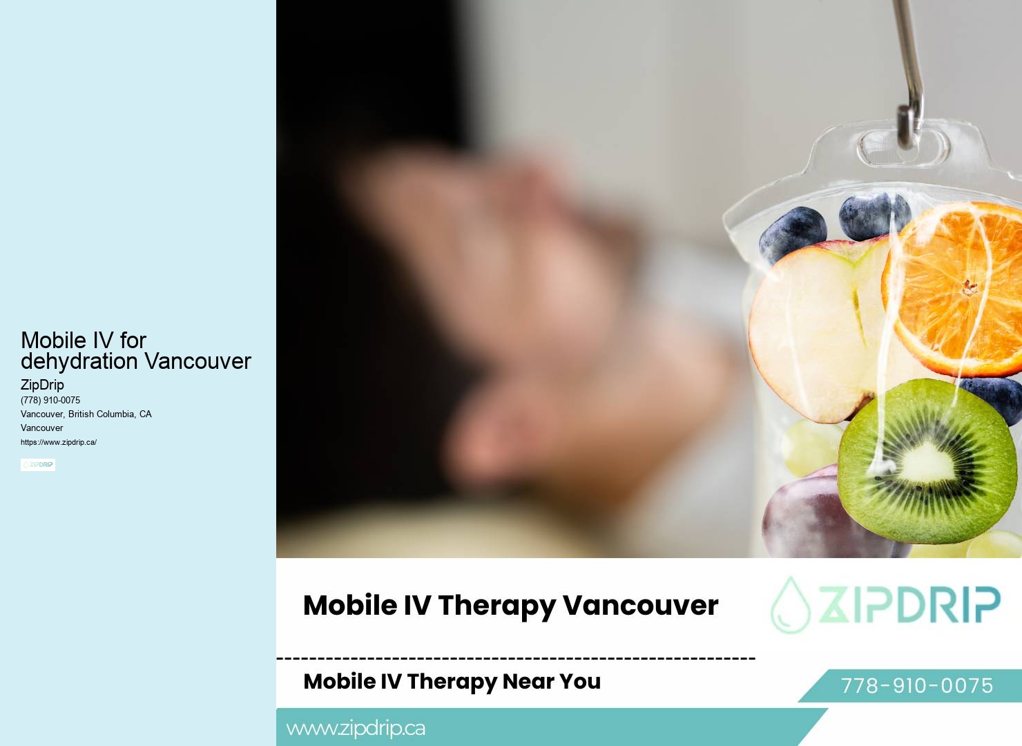 Mobile IV drip infusion therapy Mobile IV for dehydration Vancouver