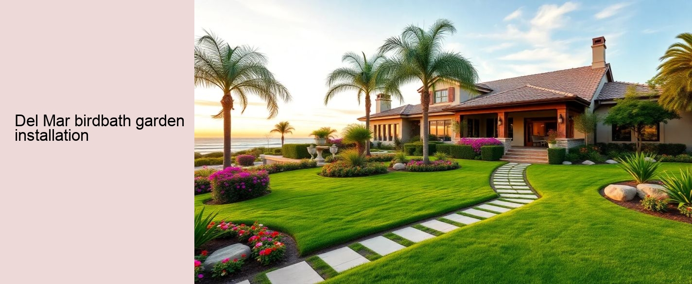 Del Mar birdbath garden installation