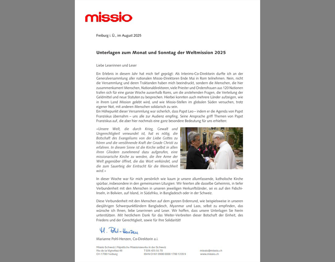 Begleitbrief der Geschäftsleitung WMS 2025