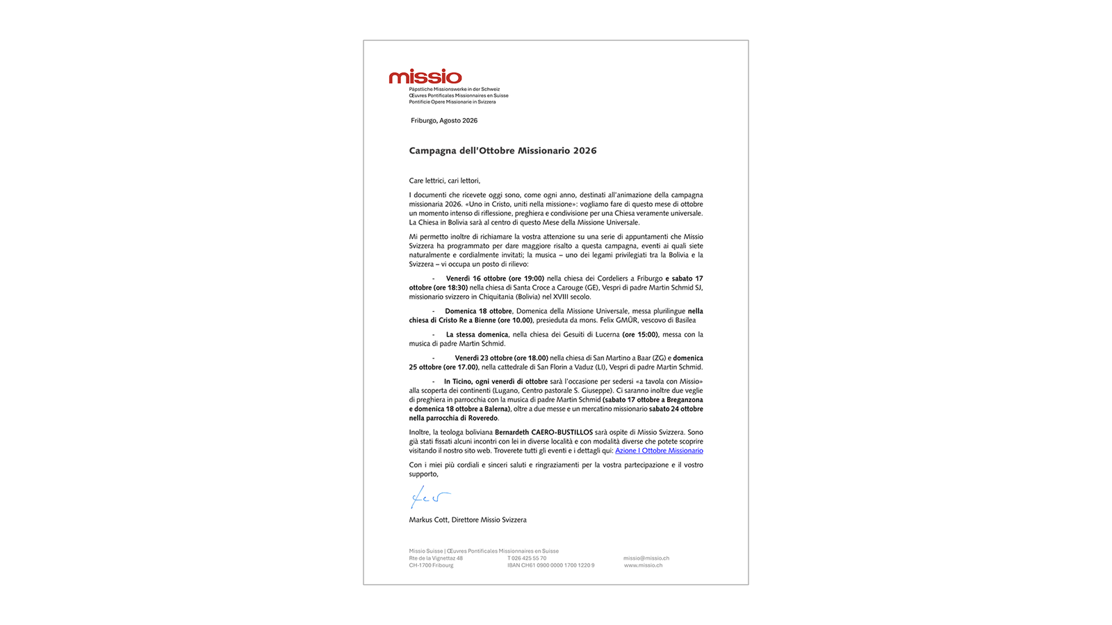 Lettera d'accompagnamento del Direttore OM 2026