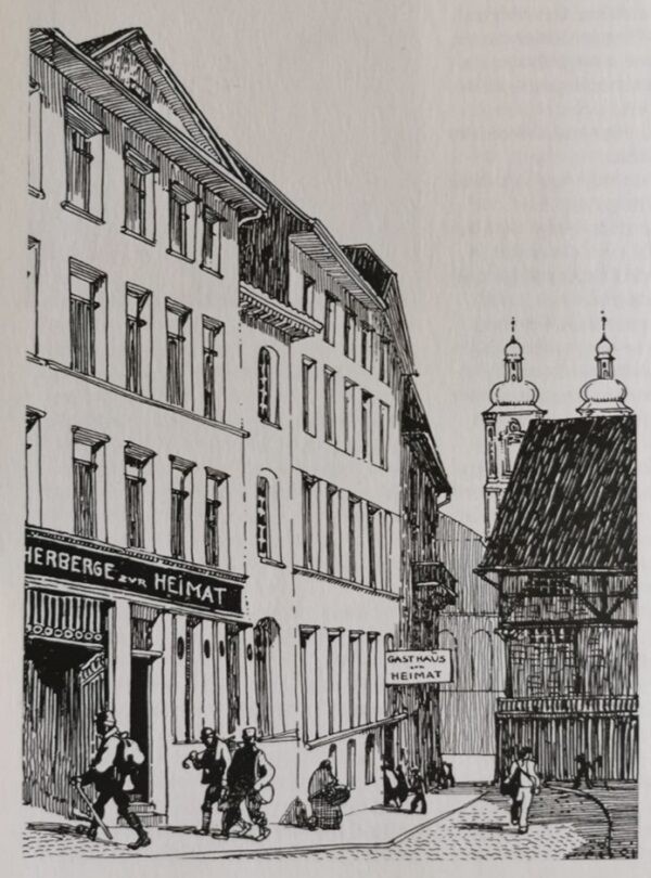 Zeichnung der Herberge zur Heimat St. Gallen