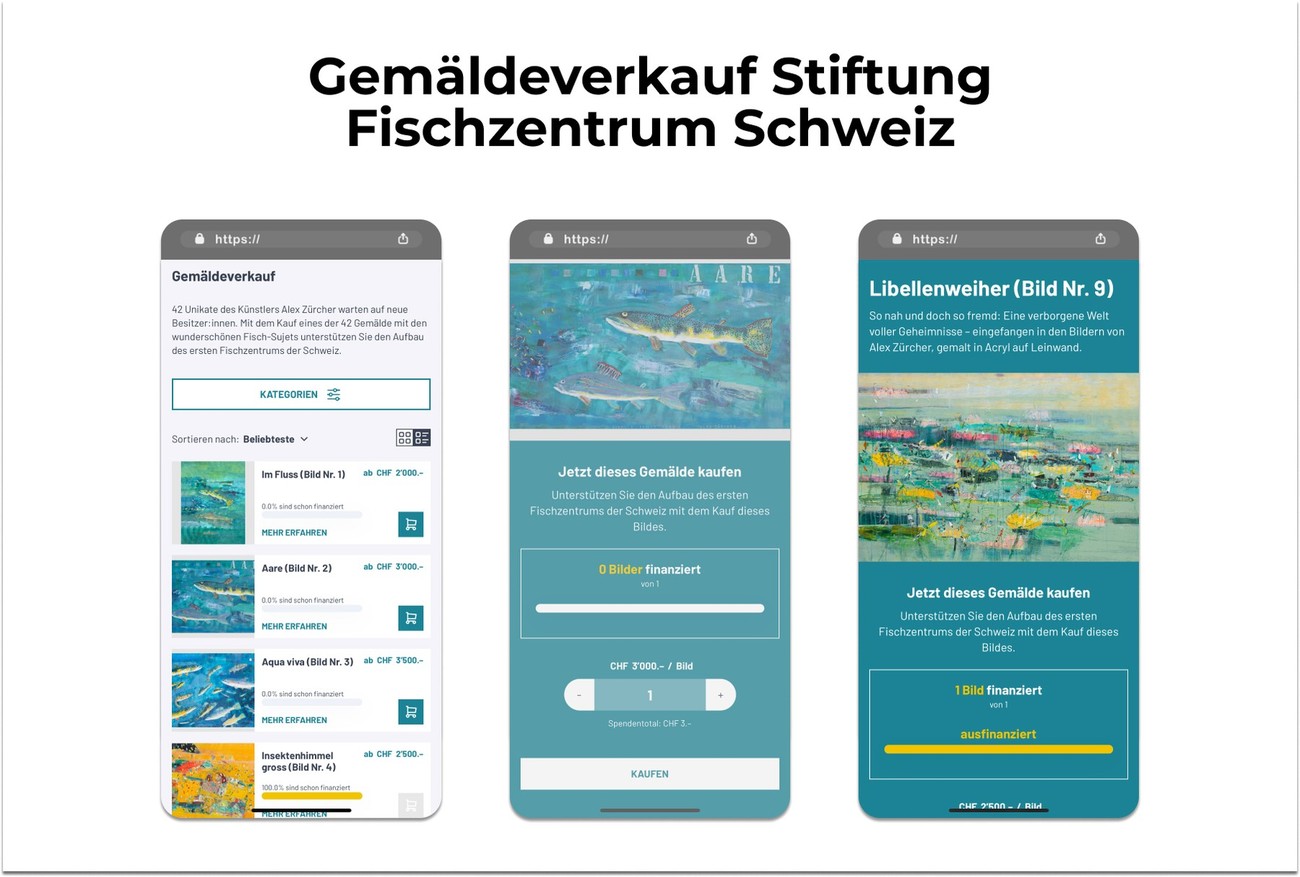 Spendenprodukte zum Verkauf - Beispiel Fischzentrum Schweiz