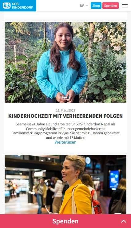 Spendenbutton SOS-Kinderdorf Schweiz