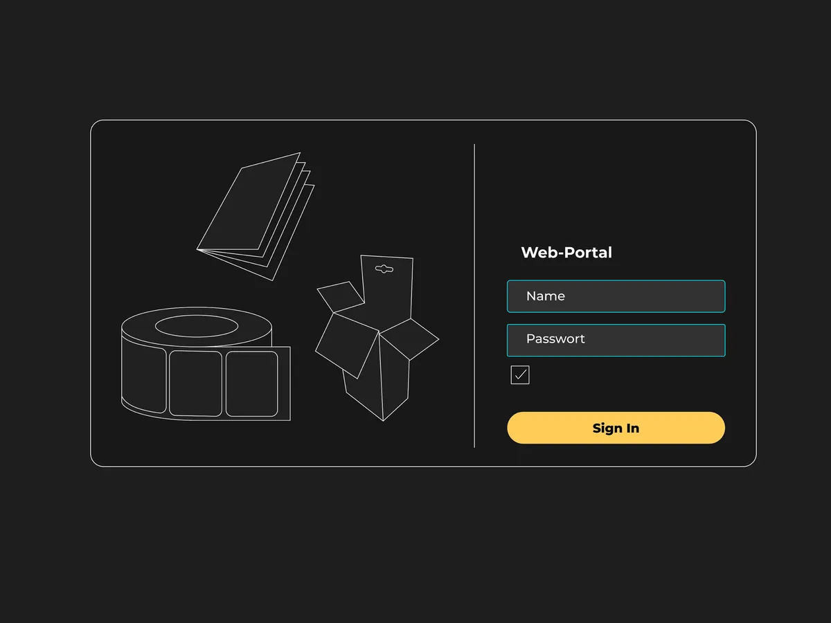 User Interface welches den Login-Bereich eines Webportals zeigt
