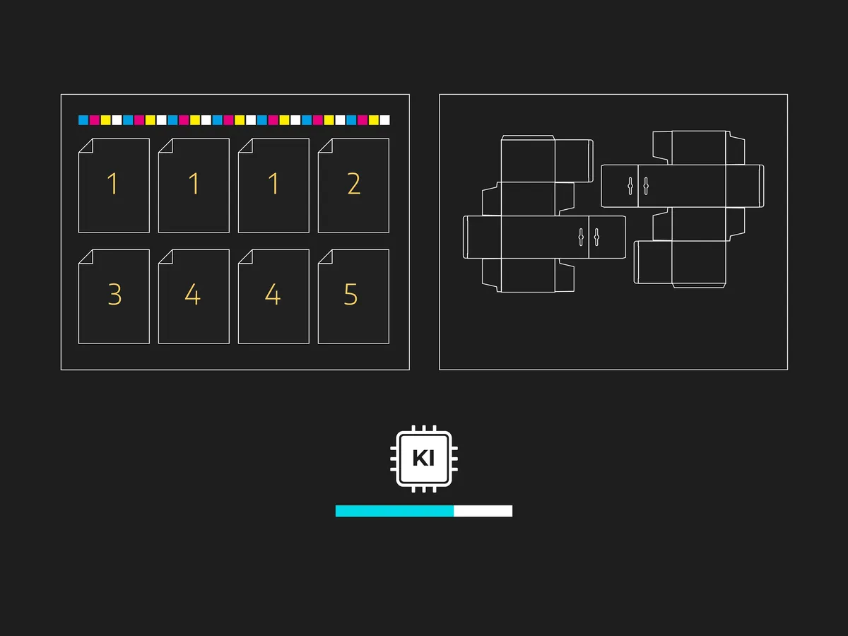 User Interface, welches den automatisierten Ausschuss von Akzidenzen und Packaging zeigt.