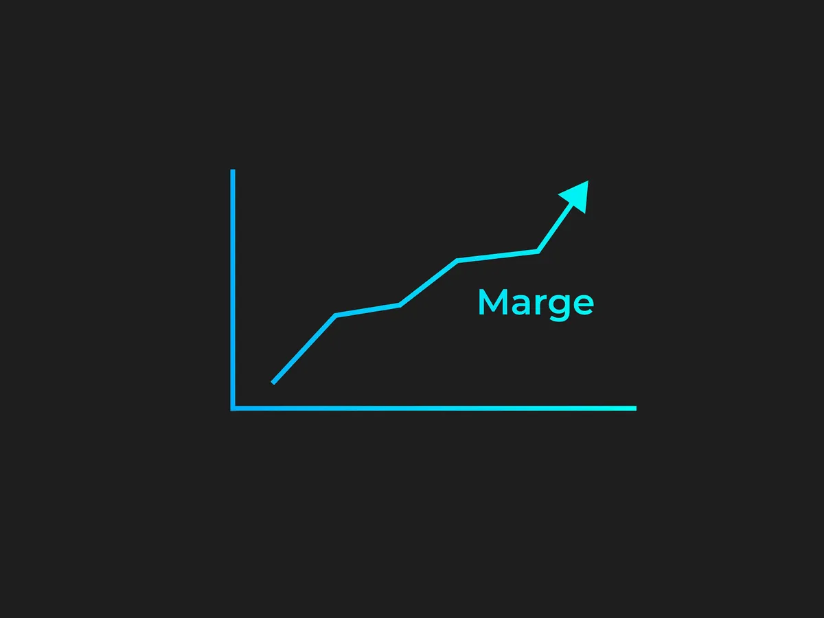 Icon, das die positive Entwicklung einer Marge zeigt
