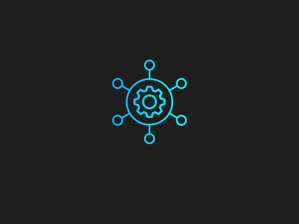 Icon die eine Integration darstellet, mit einem Zahnrad in der Mitte