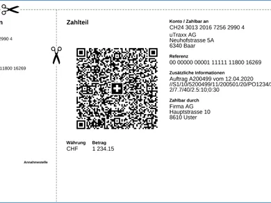 Zahlschein mit QR Code