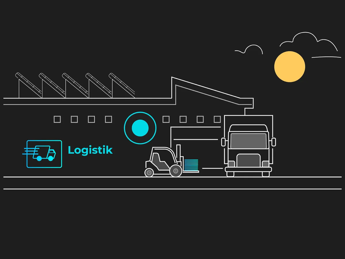 Graphische Darstellung der Logistik einer Druckerei