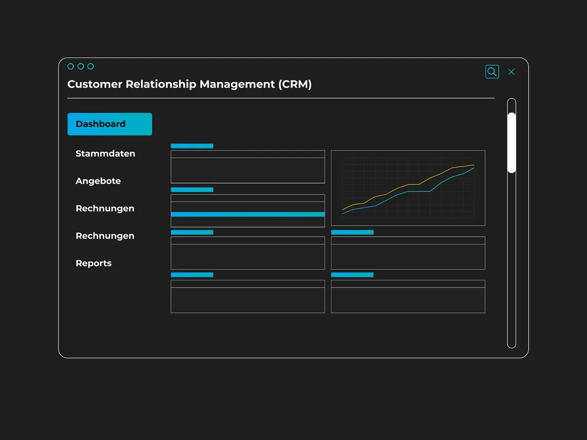 User Interface welches das CRM-Modul zeigt