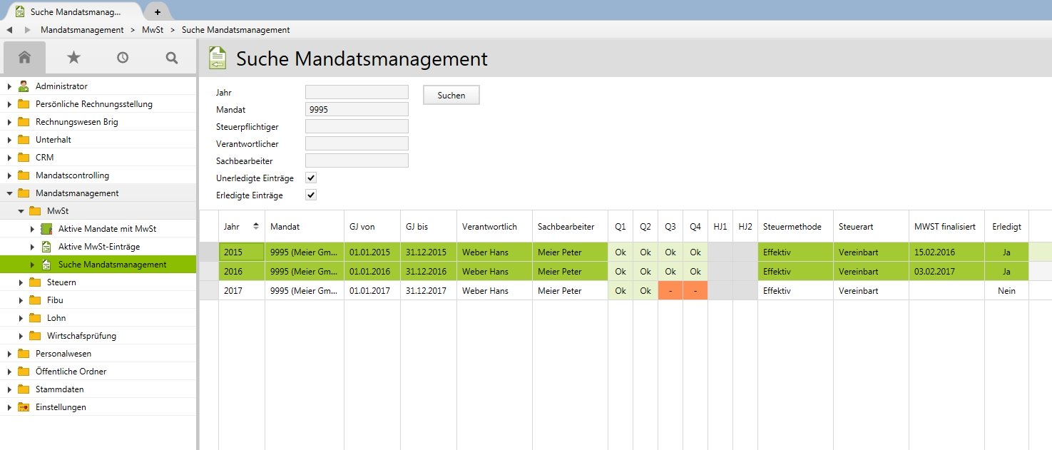 Uebersicht Mandatsmanagement