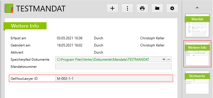Das Hinterlegen der Mandatsreferenz in Vertec