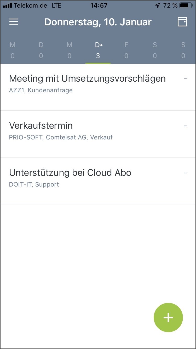 Aufgabenübersicht Vertec