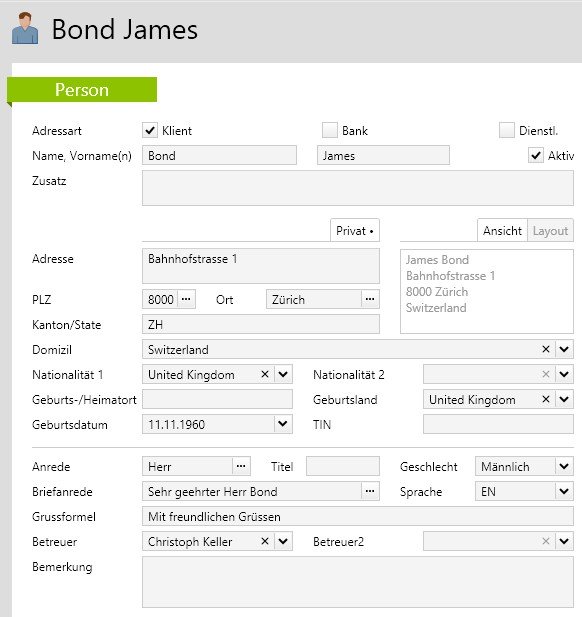 Know your customer Stammdaten