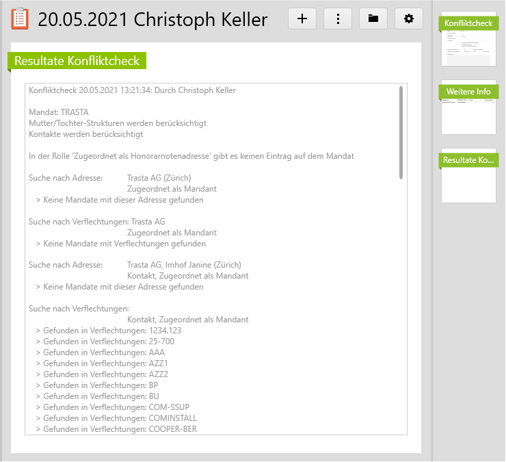 Resultate Konfliktcheck