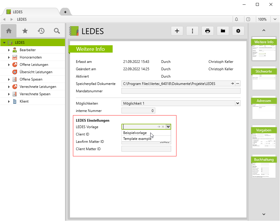 Ledes settings on a case