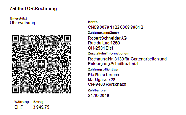 QR Rechnung Einzahlungsschein