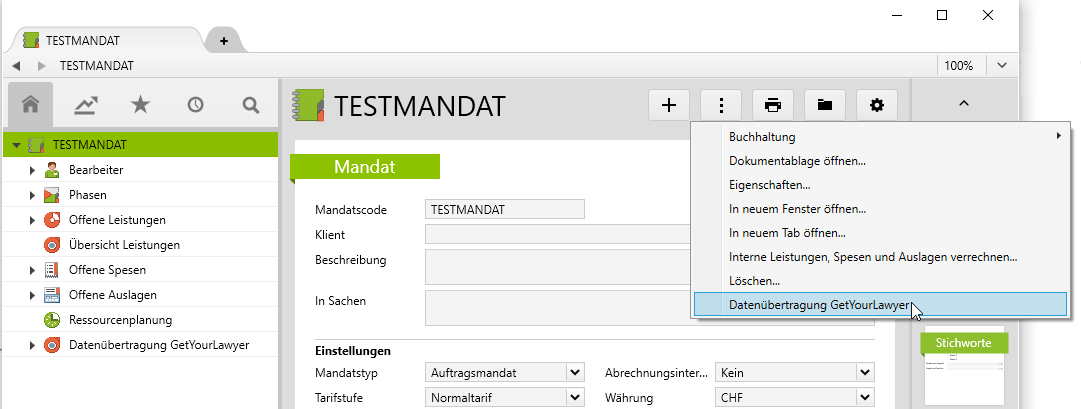Übertragung der Leistungen per Mandat nach GetYourLawyer
