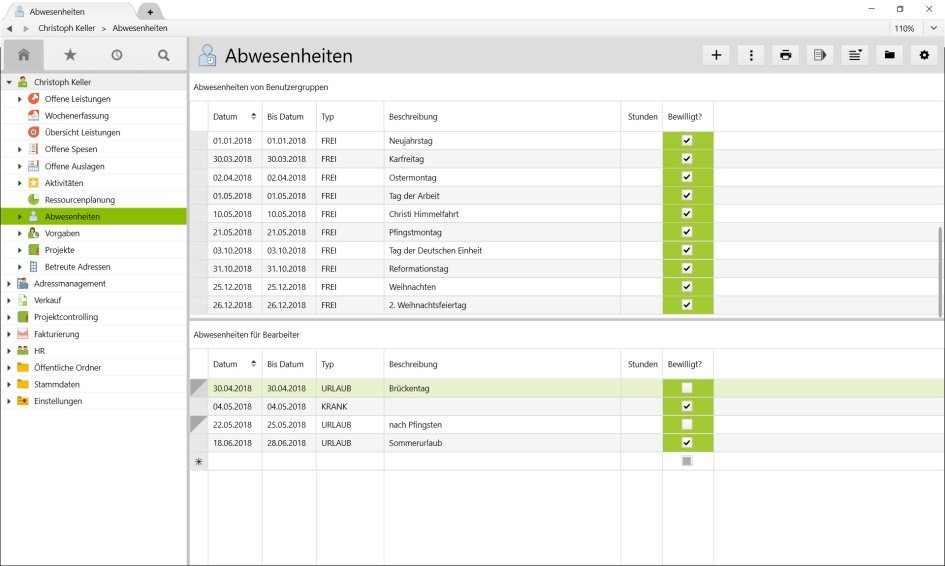 Urlaub als Abwesenheit eintragen